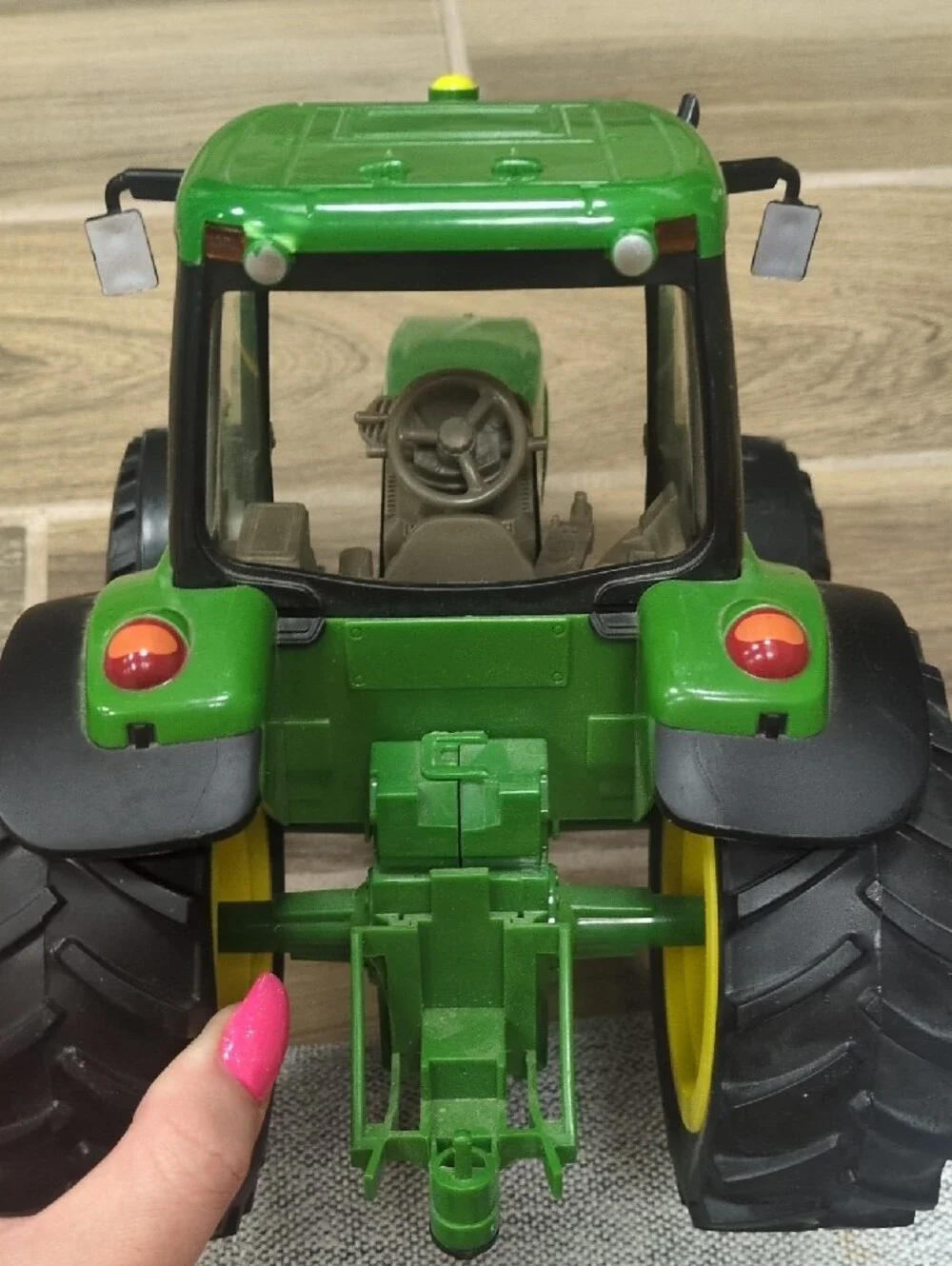 John Deere Green and Yellow Toy Tractor Model with Black Tires